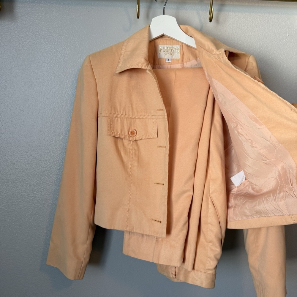Alberto Makali Sport Women's Vintage Size 4 Suede Orange Jacket Coat  Pant Set